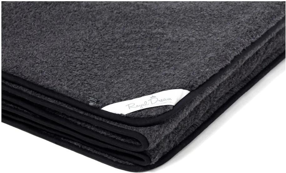 Čierna deka z merino vlny Royal Dream Merino Black, 160 × 200 cm