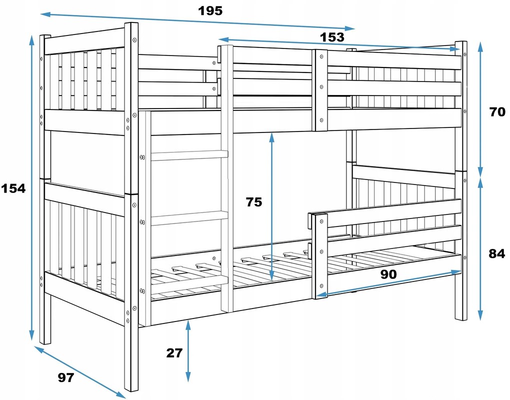 BMS Group Poschodová posteľ Kacper 190cm x 90cm - prírodná