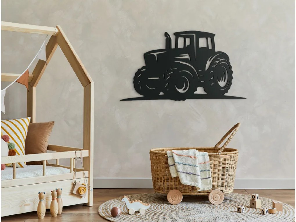 drevko Drevená nálepka do detskej izby Traktor Rozmer obrazu: 25 x 44,5 cm, Farba dekorácie: Čierna