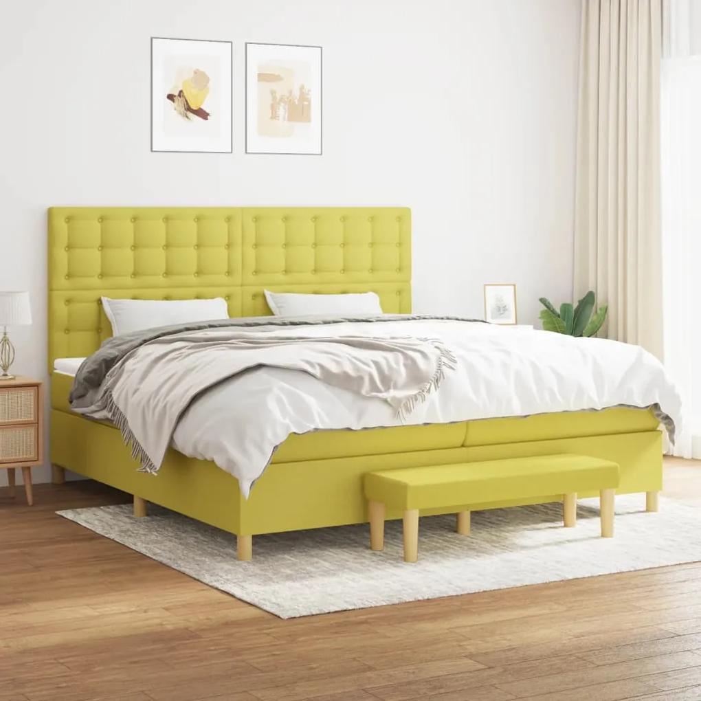 Boxspring posteľ s matracom svetlozelená 200x200 cm látka 3137508