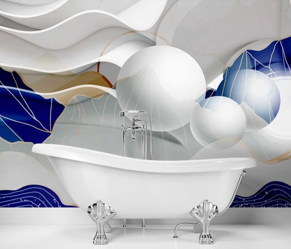 Fototapeta, Abstraktní 3D vlny a koule - 150x105 cm