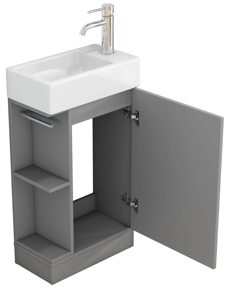 Voľne stojaca skrinka s umývadlom Houseland Ruvin 46 cm sivá