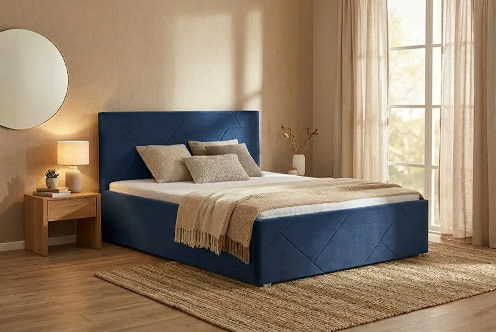 Postel TONY 140x200 cm Tmavomodrá Bez matraca