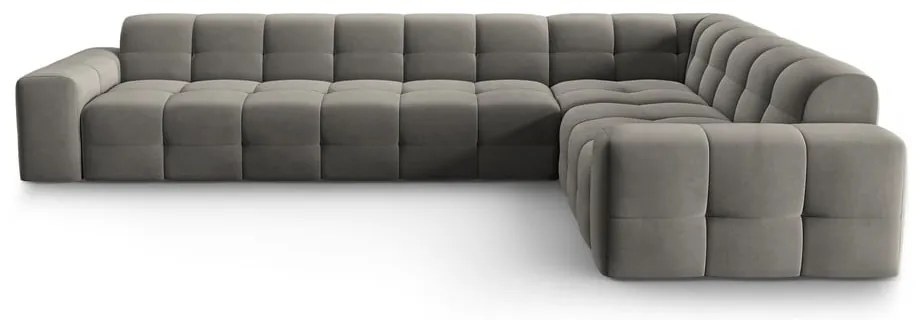 Sivá zamatová rohová pohovka (pravý roh) Kendal - Micadoni Home