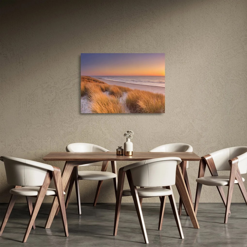 Sklenený obraz - Pláž pri západe slnka (70x50 cm)