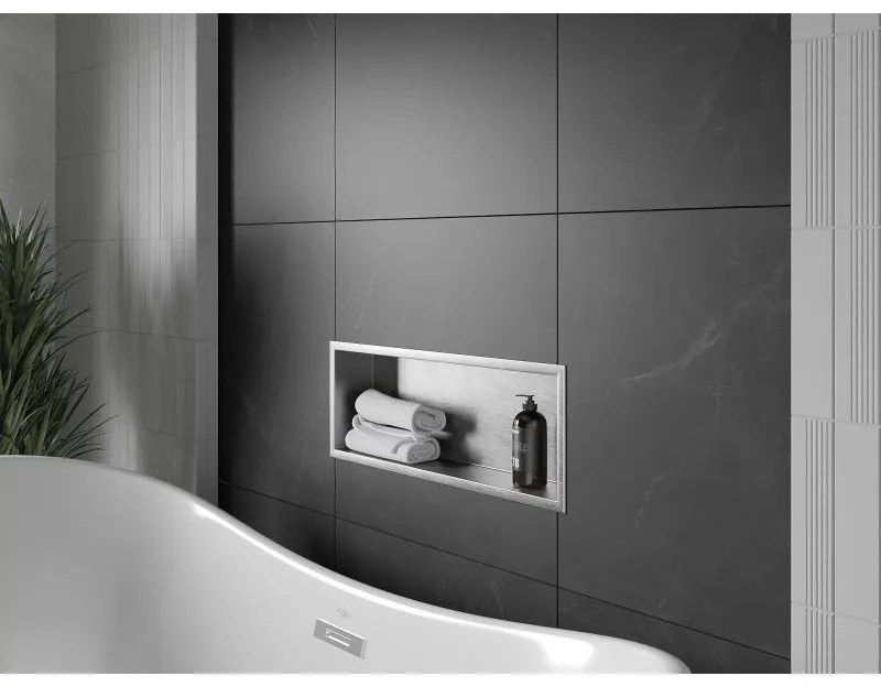 Mexen X-Wall-R, polička na zapustenie na obklad s golierom 60 x 20 cm, oceľová, 1910602010