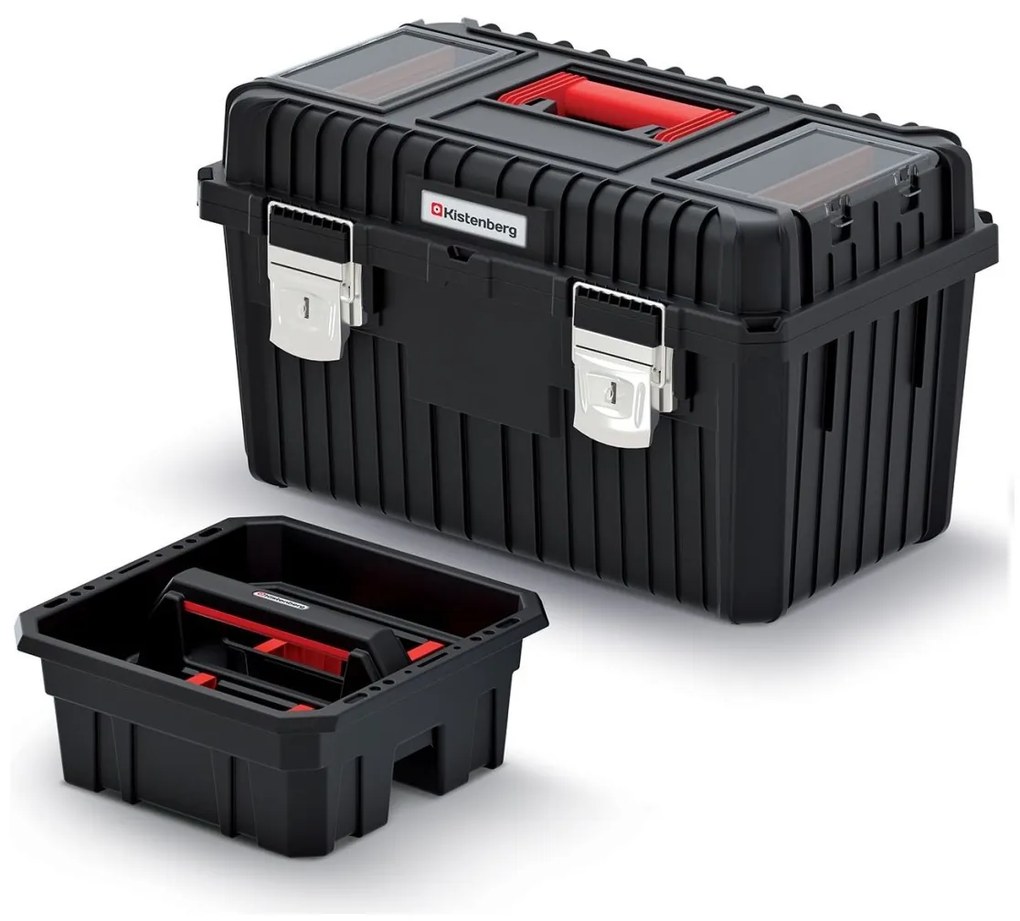 Kistenberg Kufor na náradie s kov. zámky HEAVY čierny 585x360x337