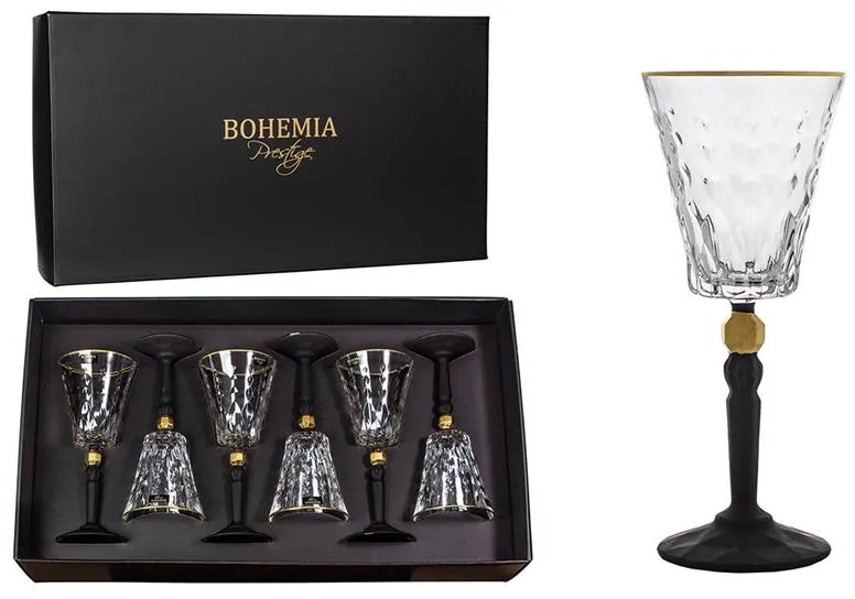 BOHEMIA PRESTIGE CONTE BLACK POHÁR NA VÍNO 260ML SADA 6 KS