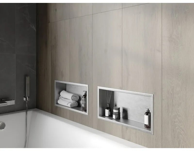 Mexen X-Wall-R, polička na zapustenie na obklad s golierom 45 x 20 cm, oceľová, 1910452010