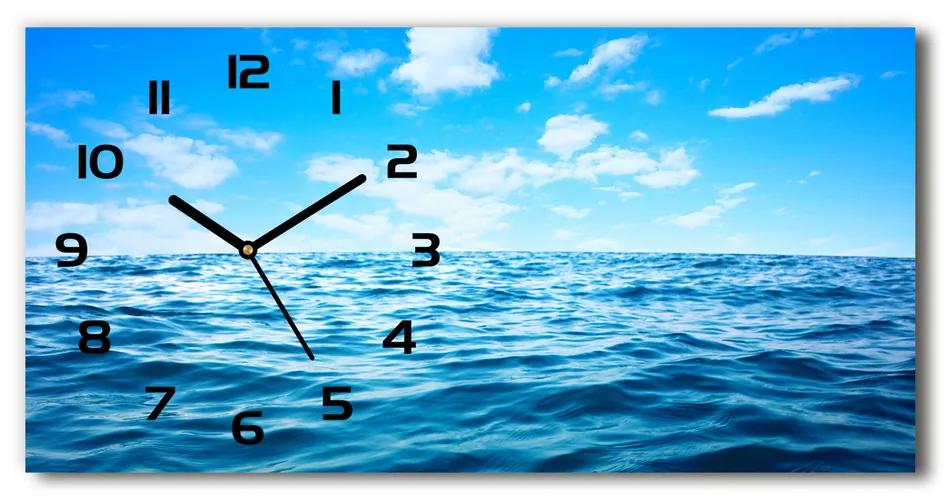 Vodorovné Moderné sklenené hodiny na stenu Morská voda pl_zsp_60x30_f_104561146