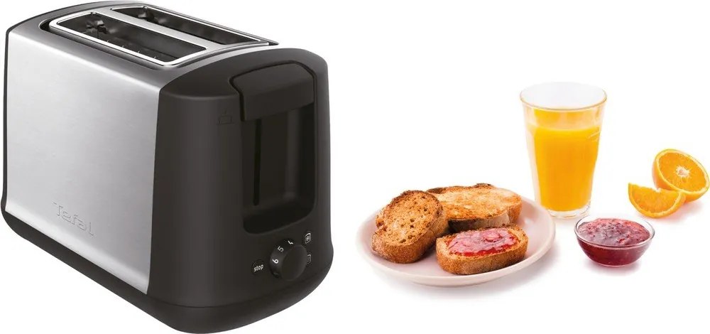 Čierny/v striebornej farbe hriankovač Subito TT340830 – Tefal