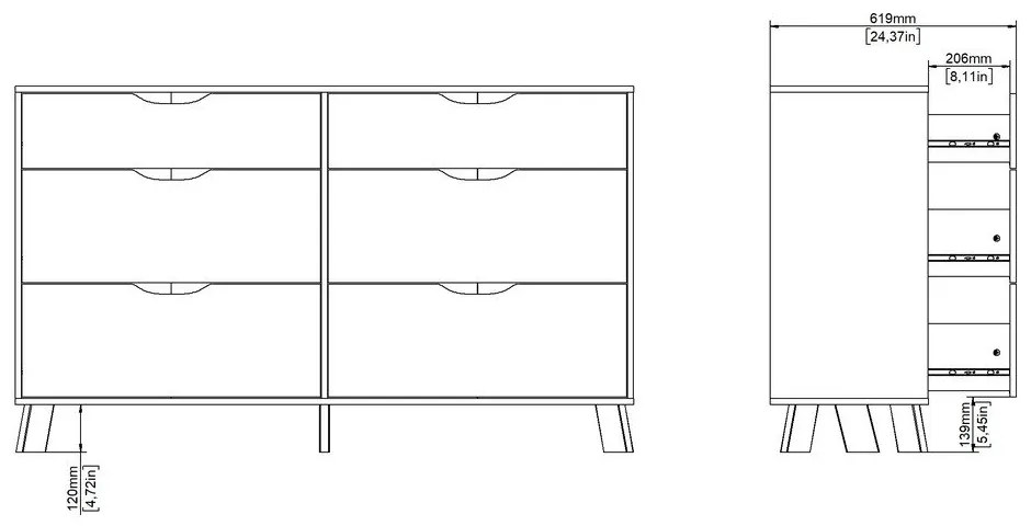 Biela/v prírodnej farbe komoda v dekore duba 156x92x40 cm Ikast – Tvilum