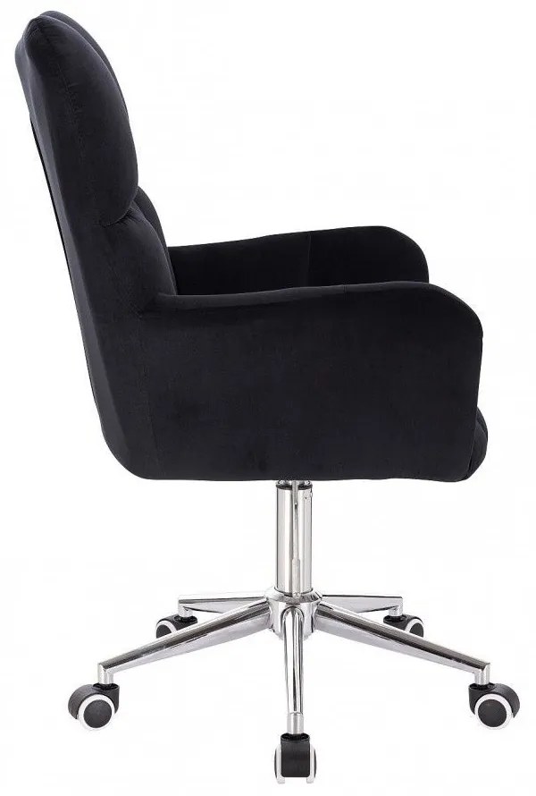 LuxuryForm DESIGN Otočné kreslo AURORA VELUR na striebornej podstave s kolieskami - čierne