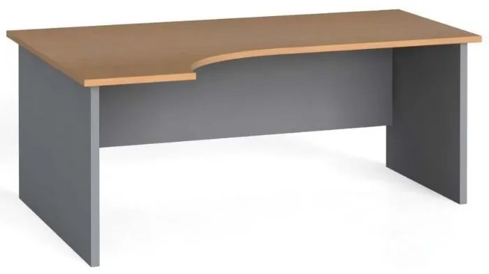 Ergonomický kancelársky pracovný stôl PRIMO FLEXI 180x120 cm, sivá / wenge, ľavý