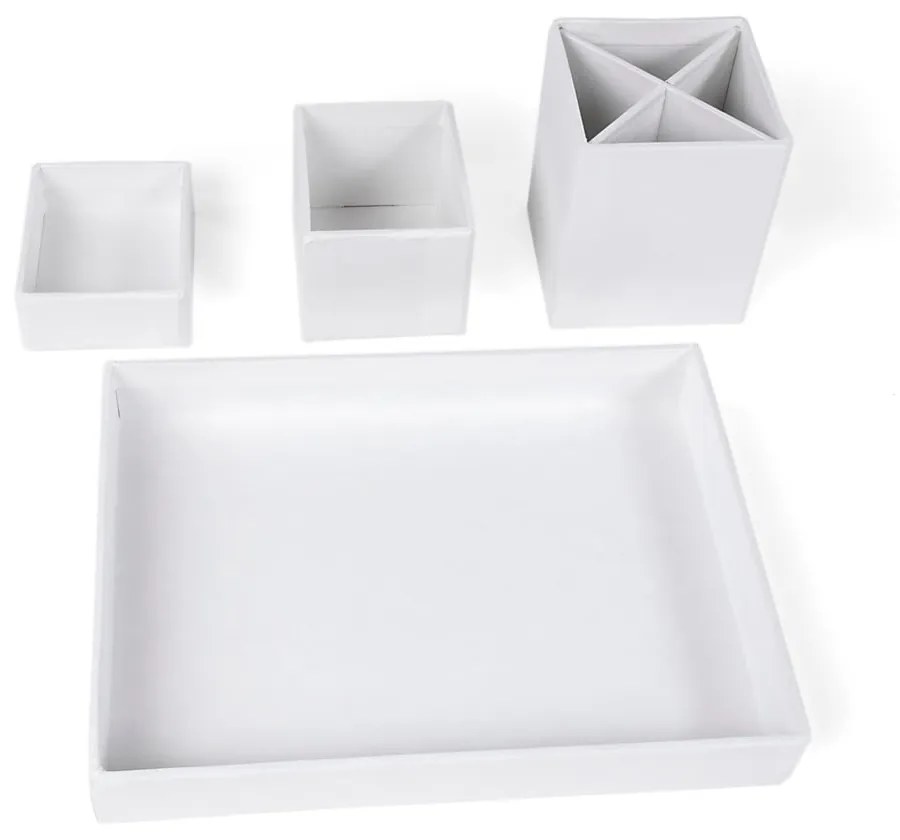 Biely 4-dielny stolový organizér na písacie pomôcky Bigso Box of Sweden Lena