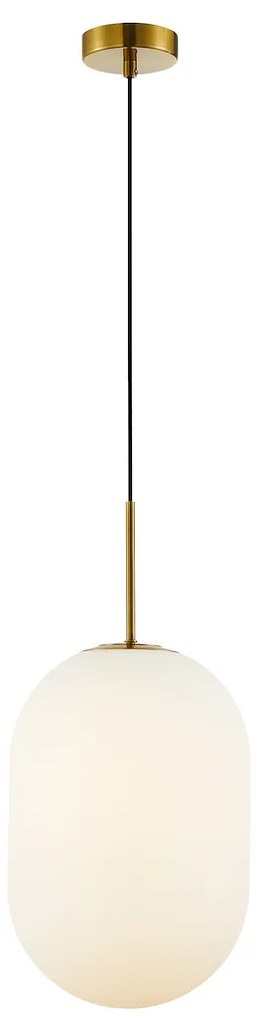 Závesné svietidlo Alias, 1x biele sklenené tienidlo, (fi 24cm), g