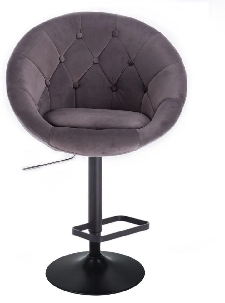 LuxuryForm DESIGN Barová stolička VERA VELUR na čiernom tanieri - tmavo šedá