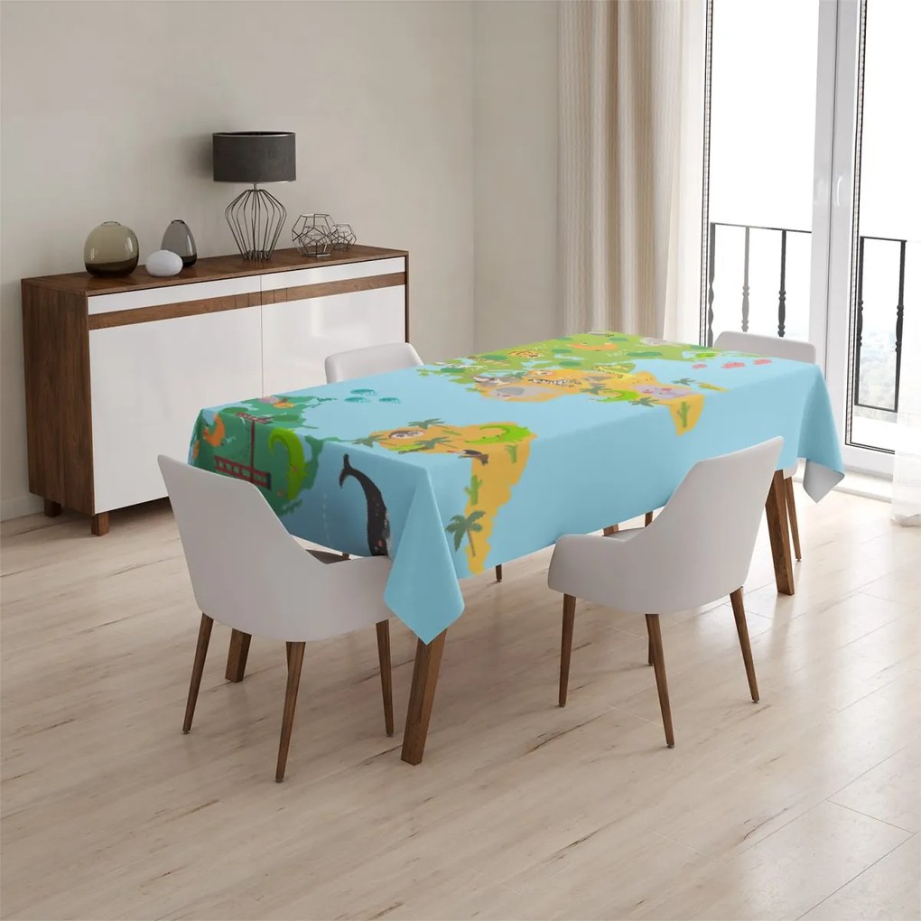 Sablio Obrus Zvieracia mapa sveta - 90x90 cm
