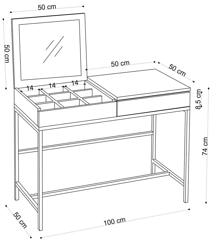 Toaletný stolík Armou biely/čierny