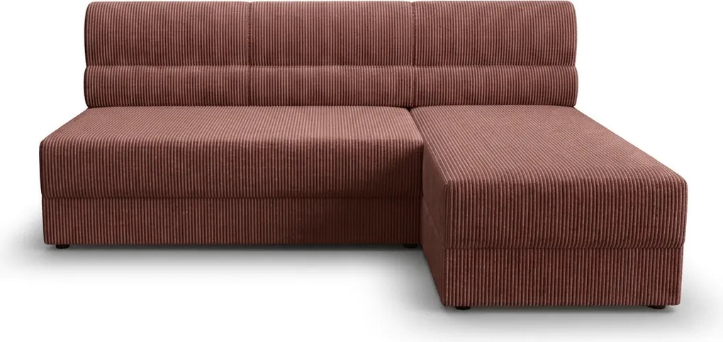 Rozkladacia obojstranná sedacia súprava do L TAVERO SLIM 201x140 cm, tmavoružová