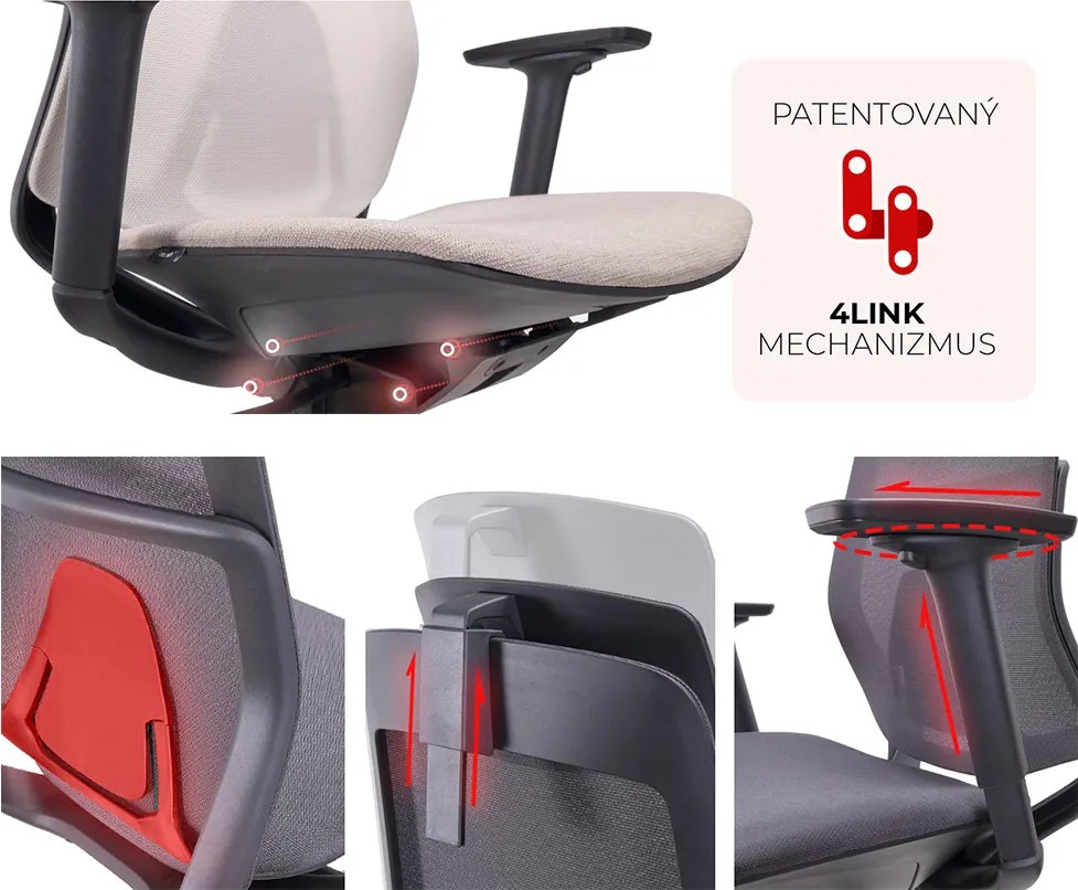 Ergonomická sieťovaná kancelárska stolička MOSH Airflow 406 – béžová