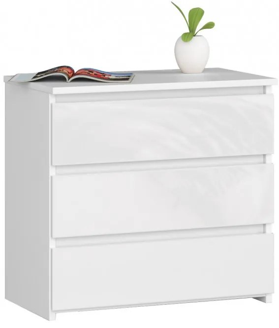 Nočný stolík CL3 60 cm biely / biely, lesk