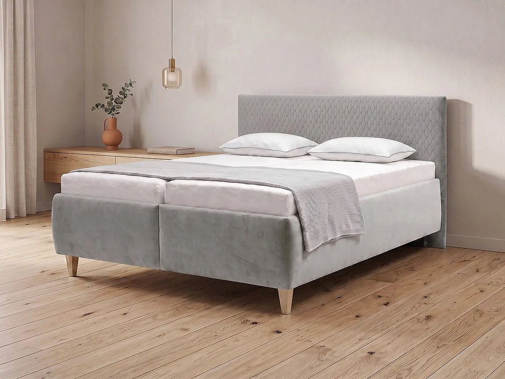 Čalúnená manželská posteľ LEONY 180x200 sivá