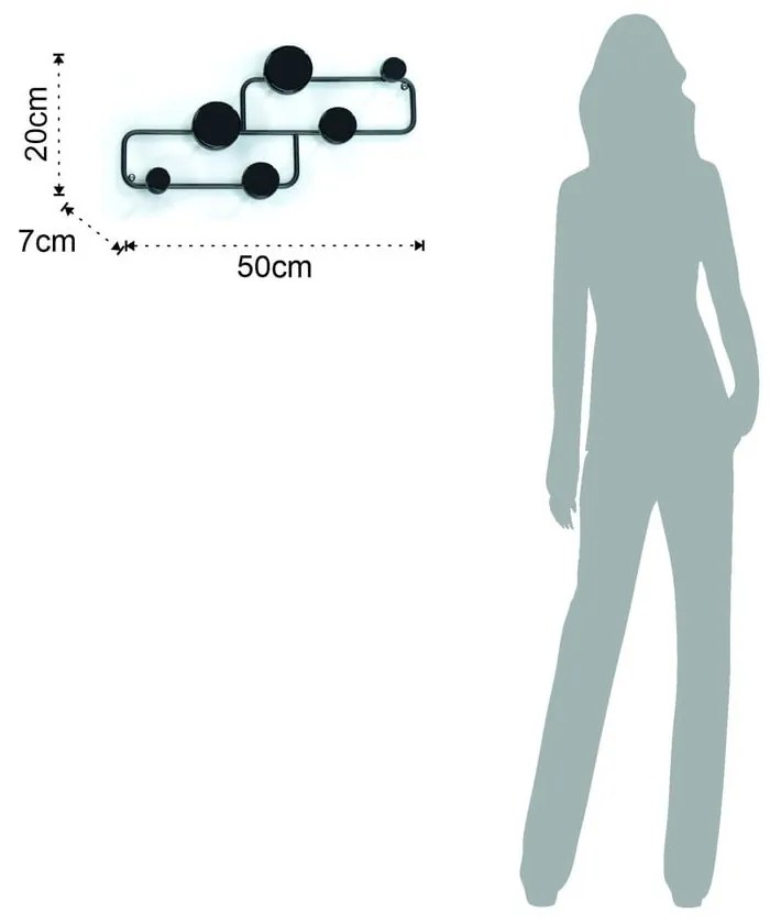 Čierny nástenný vešiak Anya – Tomasucci