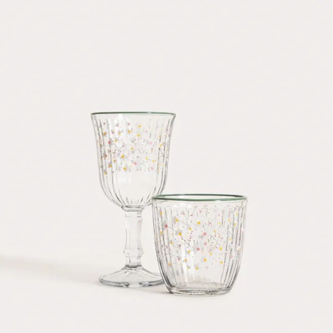 Pohár GARDINO FLOWERS na stopke, s kvietkami 778070 180 ml