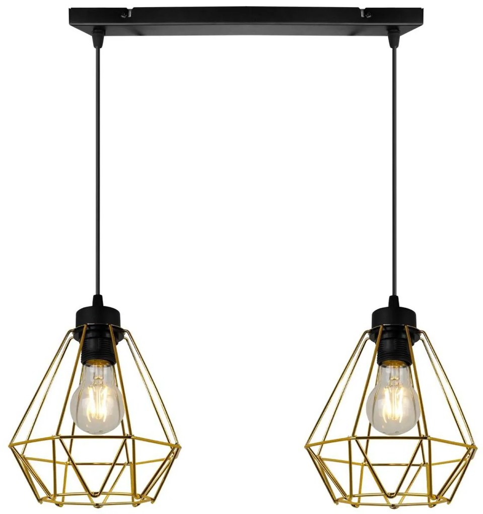 Závesné svietidlo Fusion, 2x zlaté drôtené tienidlo