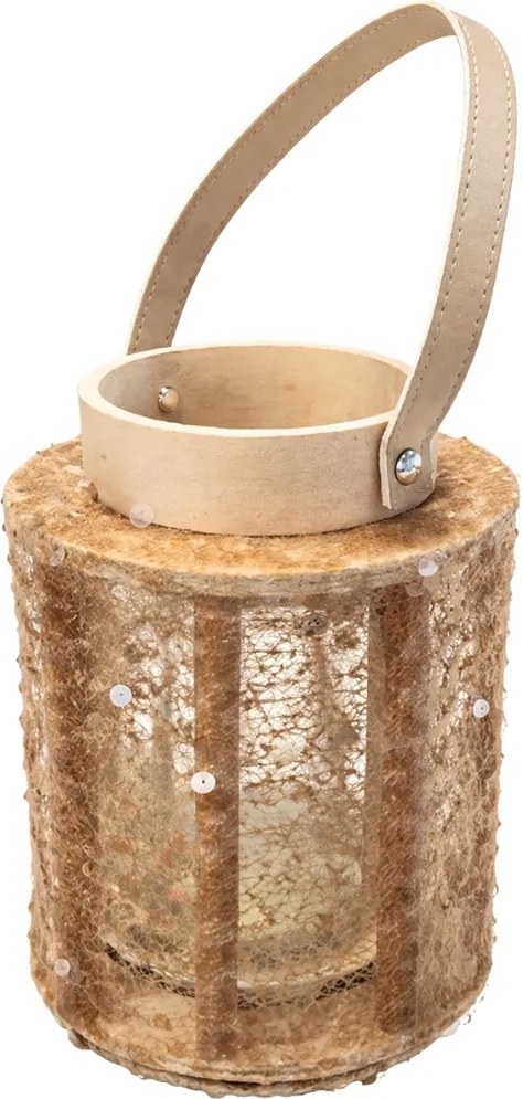 Lucerna s flitrami NATUR GLAM 21 cm, prírodná