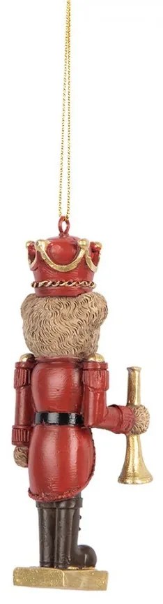 Závesná dekorácia hnedý medvedík v červenej uniforme - 4*4*11 cm