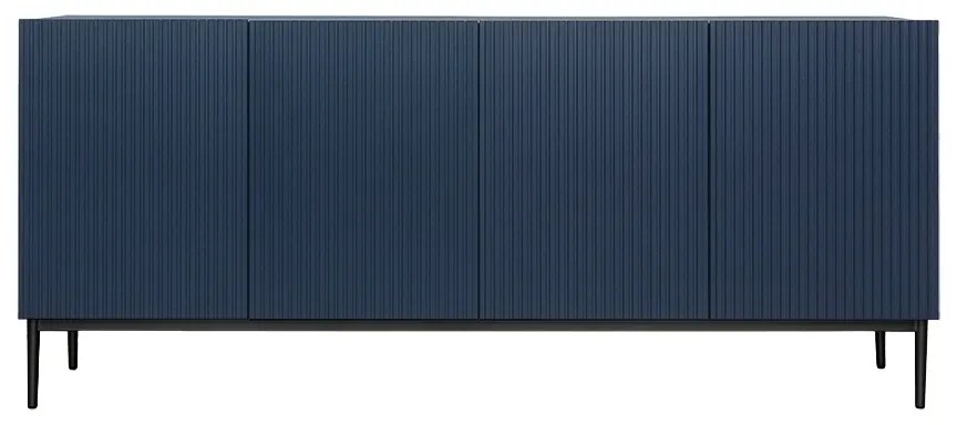 Komoda Nicole 200 cm - námornícka modrá MDF / čierne nožičky