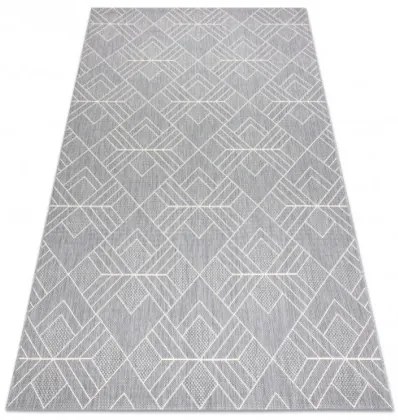Koberec šnúrkový SIZAL FLAT 48731637 štvorce, romby, geometrický - sivý / krém