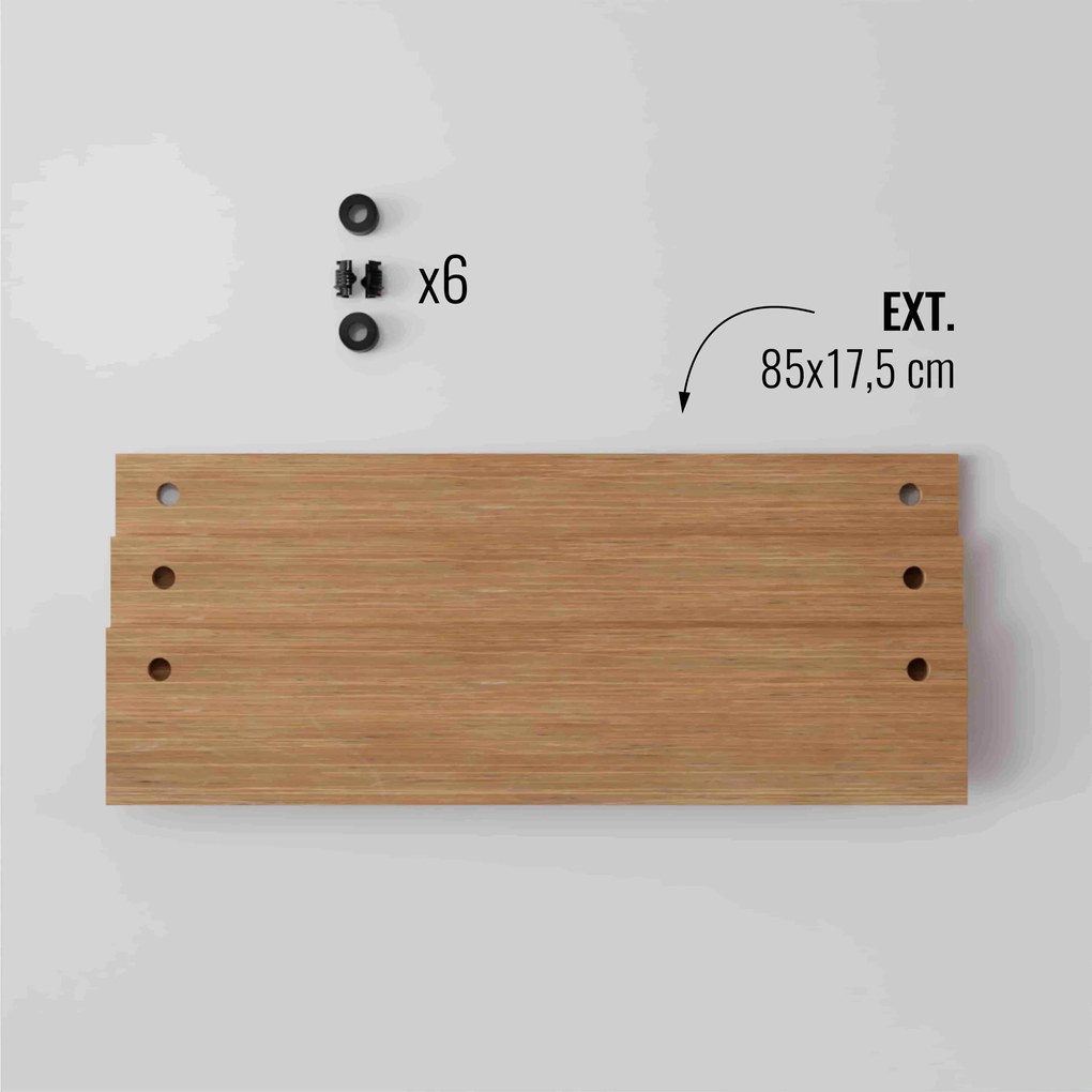 3 samostatné laminované police z dreva a kovu 85x17,5 cm pre sériu regálov DECO