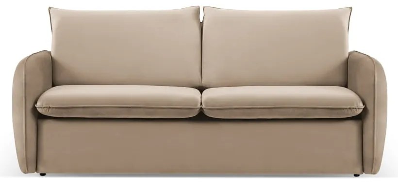 Béžová zamatová rozkladacia pohovka 194 cm Vienna – Cosmopolitan Design