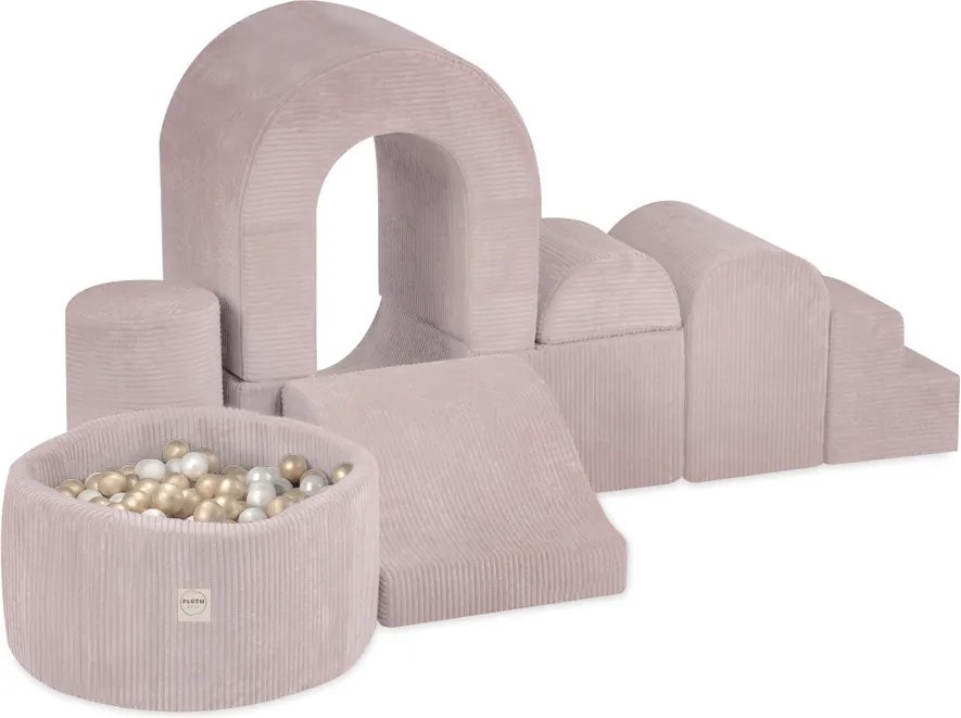 Ihrisko Zámok s bazénom + 150 loptičiek (perleťové, zlaté), prémiový ružový menčester