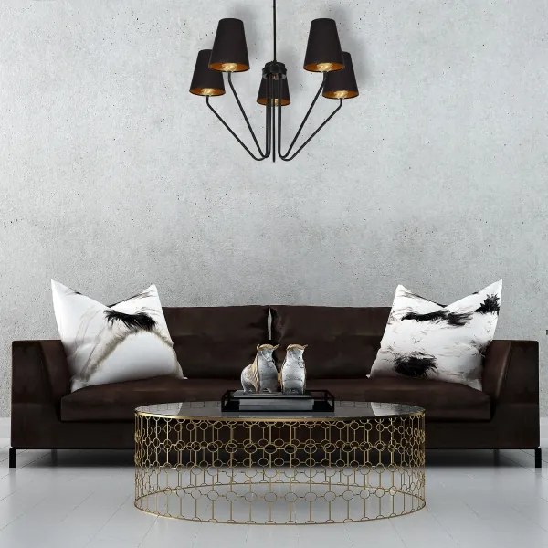 Luster na tyči VICTORIA 5xE27/60W/230V čierna