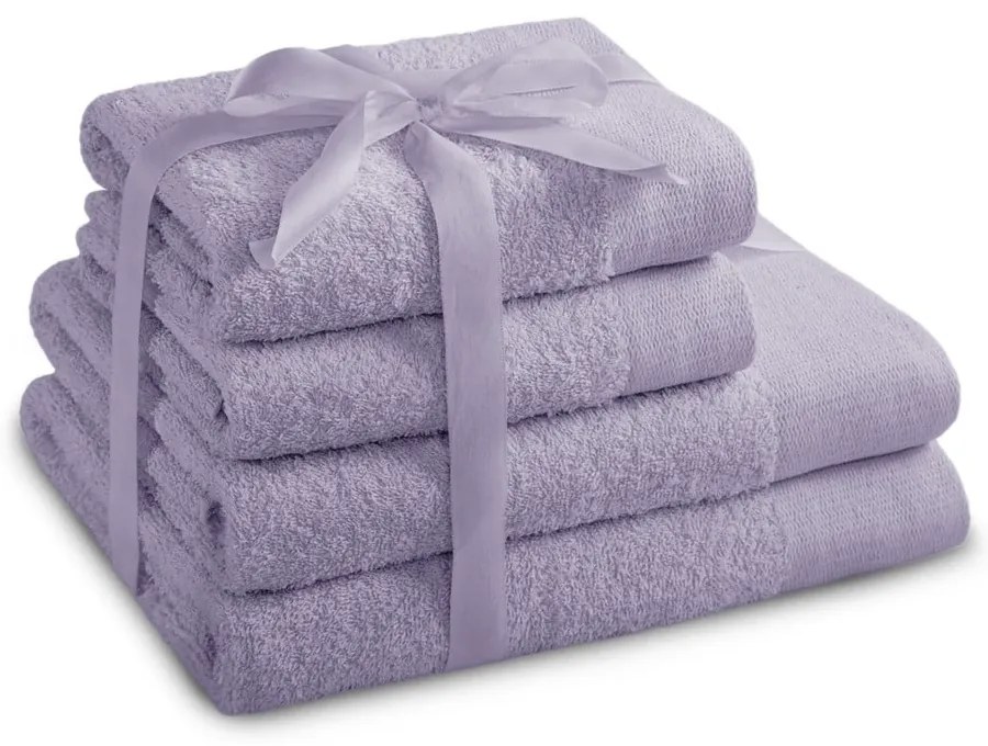 Froté bavlnené uteráky a osušky v súprave 4 ks v levanduľovej farbe Amari – Restilo