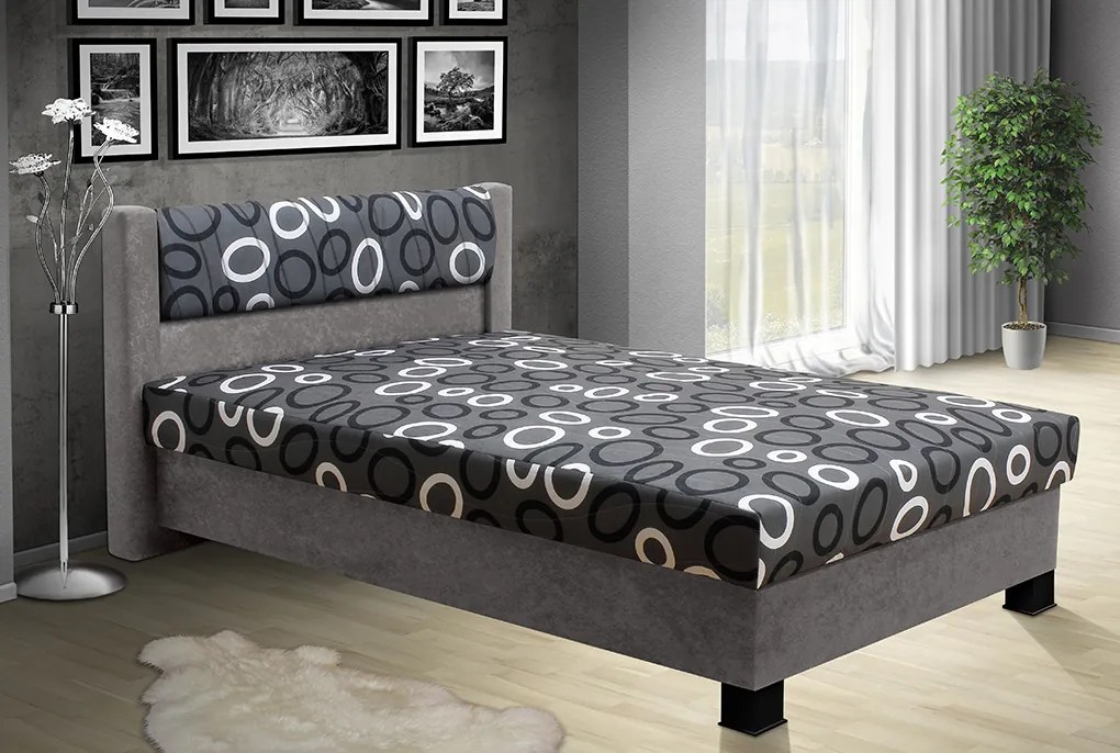 Nabytekmorava Čalúnená posteľ s úložným priestorom Nikol 140 farebné čalúnenie: šedá 36, čalúnenie: Mega 14 šedá