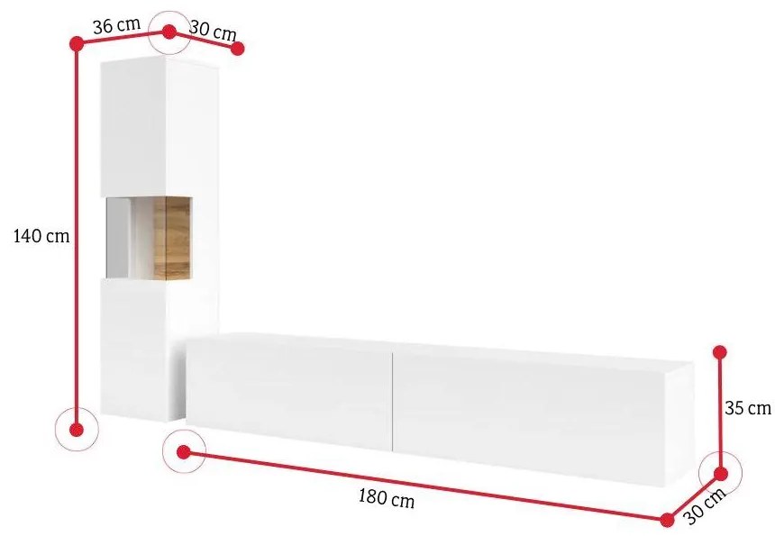 Obývacia zostava AVANA 05/40 + LED osvetlenie, čierna/wotan