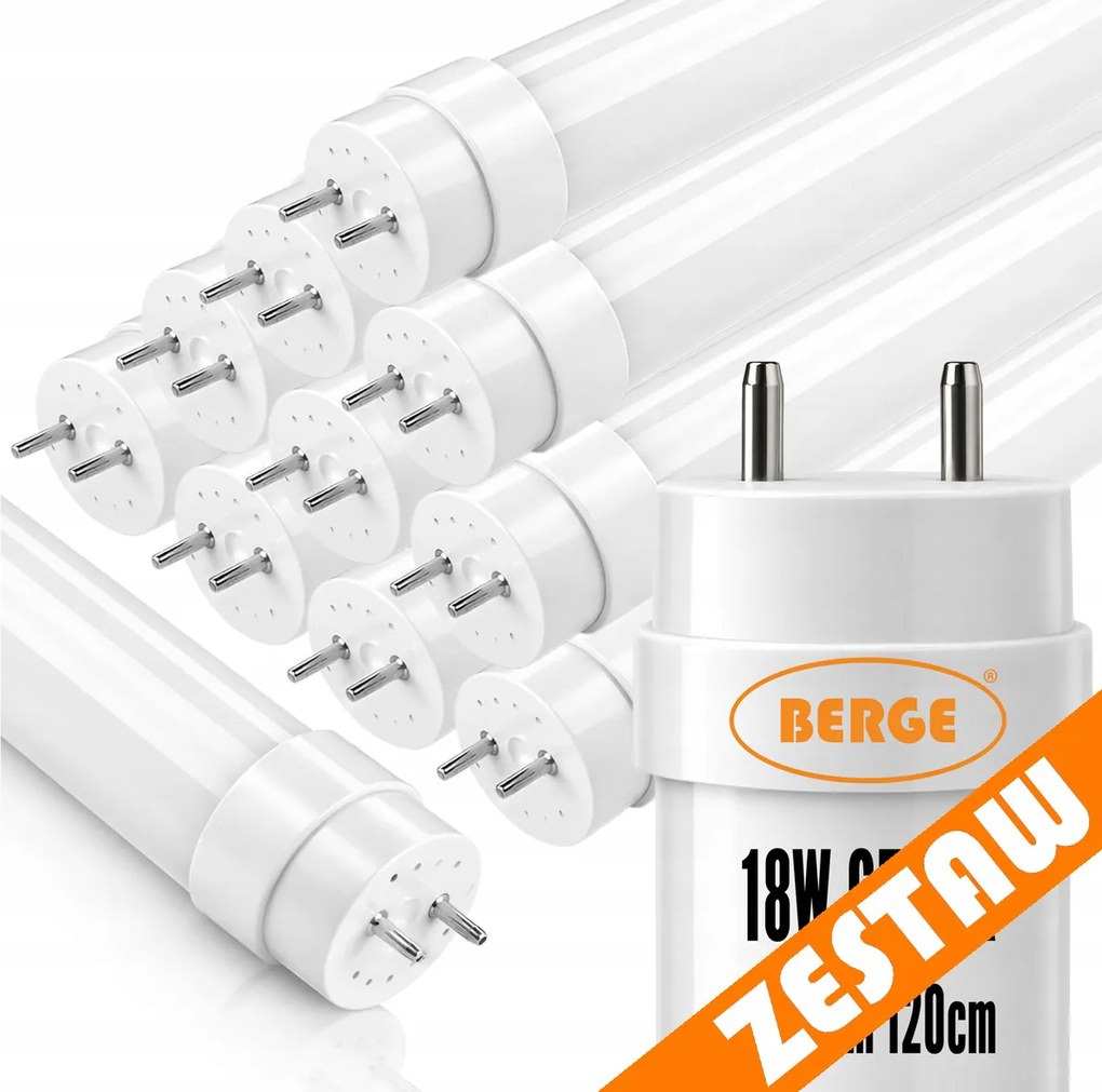 10x LED trubice 120cm T8 18W 2880lm G13 6500K - studená biela