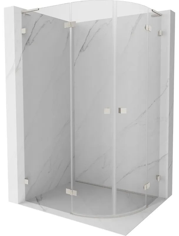 Mexen Lunar, L polkruhový sprchový kút naklápací doľava 80 x 70 cm, 8mm číre sklo, oceľový profil, 833L-080L-070P-97-00