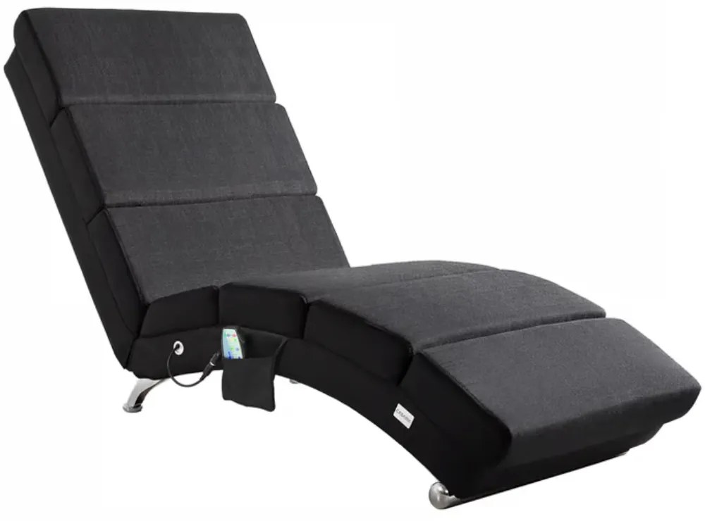 Leňoška LONDON s masážnou a vyhrievacou funkciou, 186x55x89 cm, antracitová Casaria