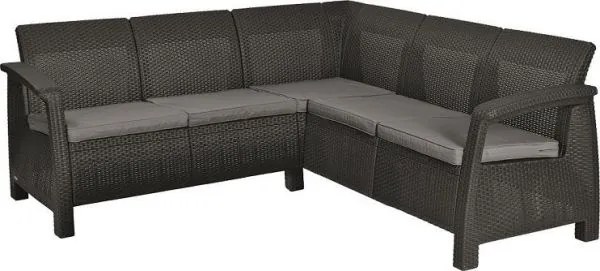 InternetovaZahrada - Záhradná zostava MODERN RELAX - antracit + šedé podušky