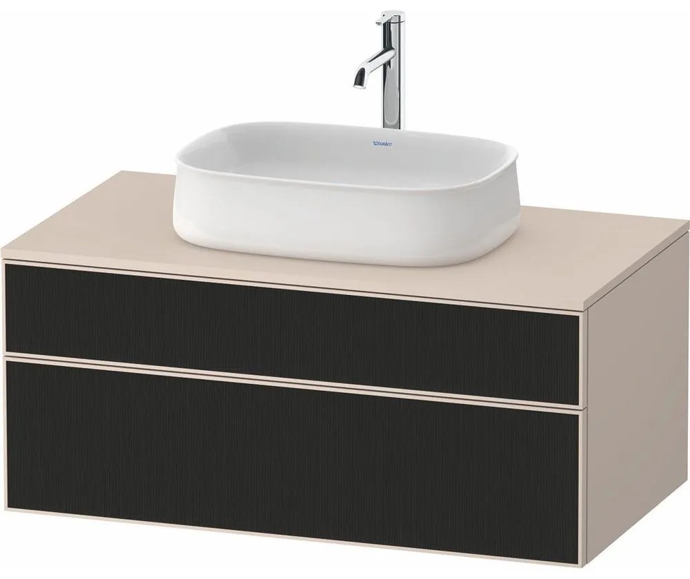 DURAVIT Zencha závesná skrinka pod umývadlo na dosku, 2 zásuvky, 1000 x 550 x 442 mm, čierna líniová štruktúra/taupe super matná, ZE4821063830000