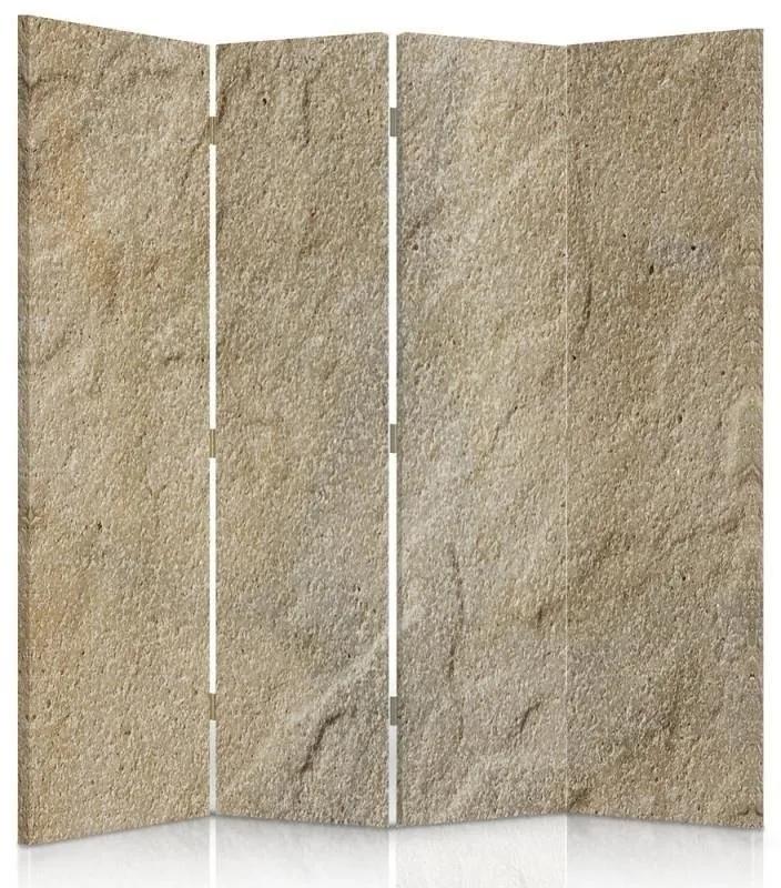 Ozdobný paraván, Pískovec - 145x170 cm, štvordielny, obojstranný paraván 360°