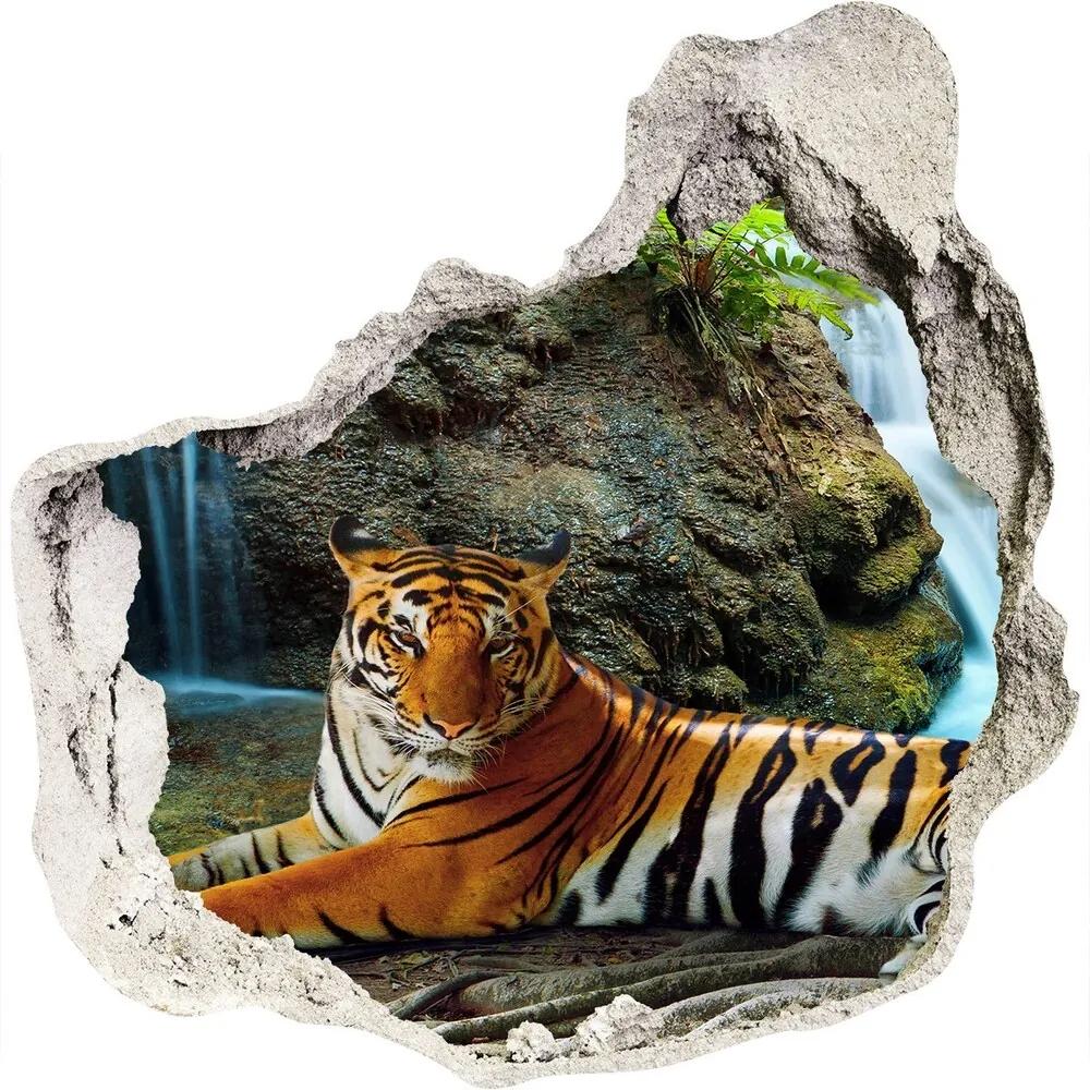 Diera 3D fototapety nálepka tiger vodopád WallHole-75x75-piask-70563855 |  BIANO