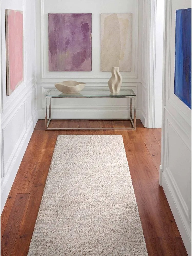 Slonovinový ručne tkaný behúň z materiálu buklé 80x200 cm Notting Hill Portobello – Ted Baker