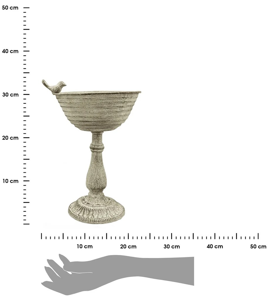 Napájadlo pre vtáky na nohe Lucy, 32x23 cm, kov, sivá